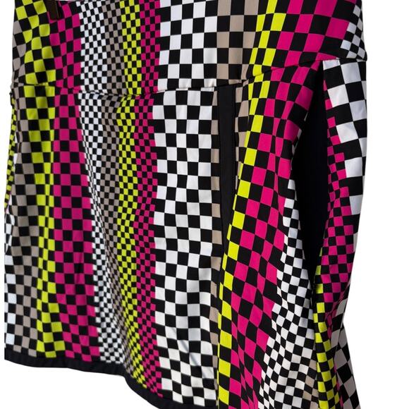 Kinona Sporty Neon Yellow and Pink Checkered Golf Skort with Deep Pockets size L - Picture 5 of 11